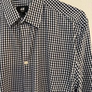 H&M Men's Black and White Checkered Shirt